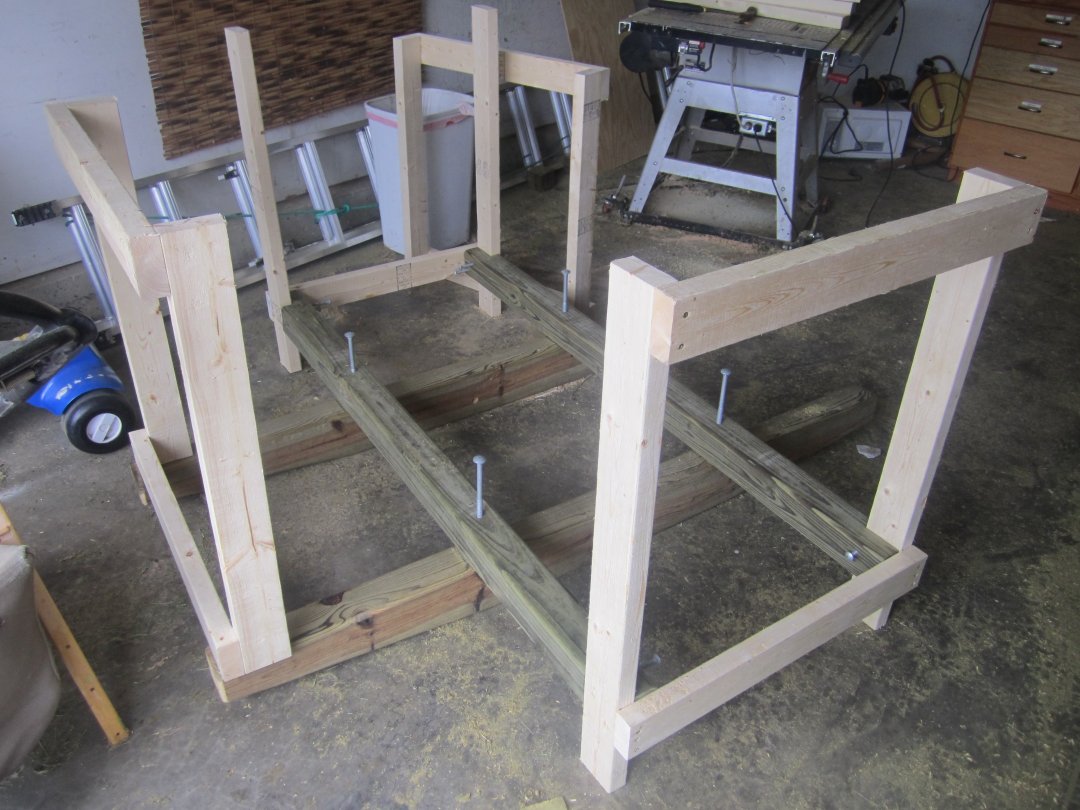 The treefort is prefabricated in our garage.